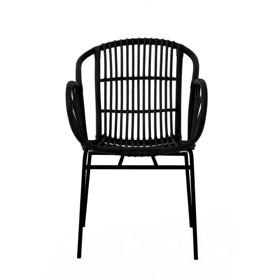 FURNITURE Premier Conservatory | Lagom Black Natural Rattan Chair With Raised Sides