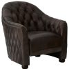 FURNITURE Fifty Five South Seating | Victor Grey Leather Classic Armchair