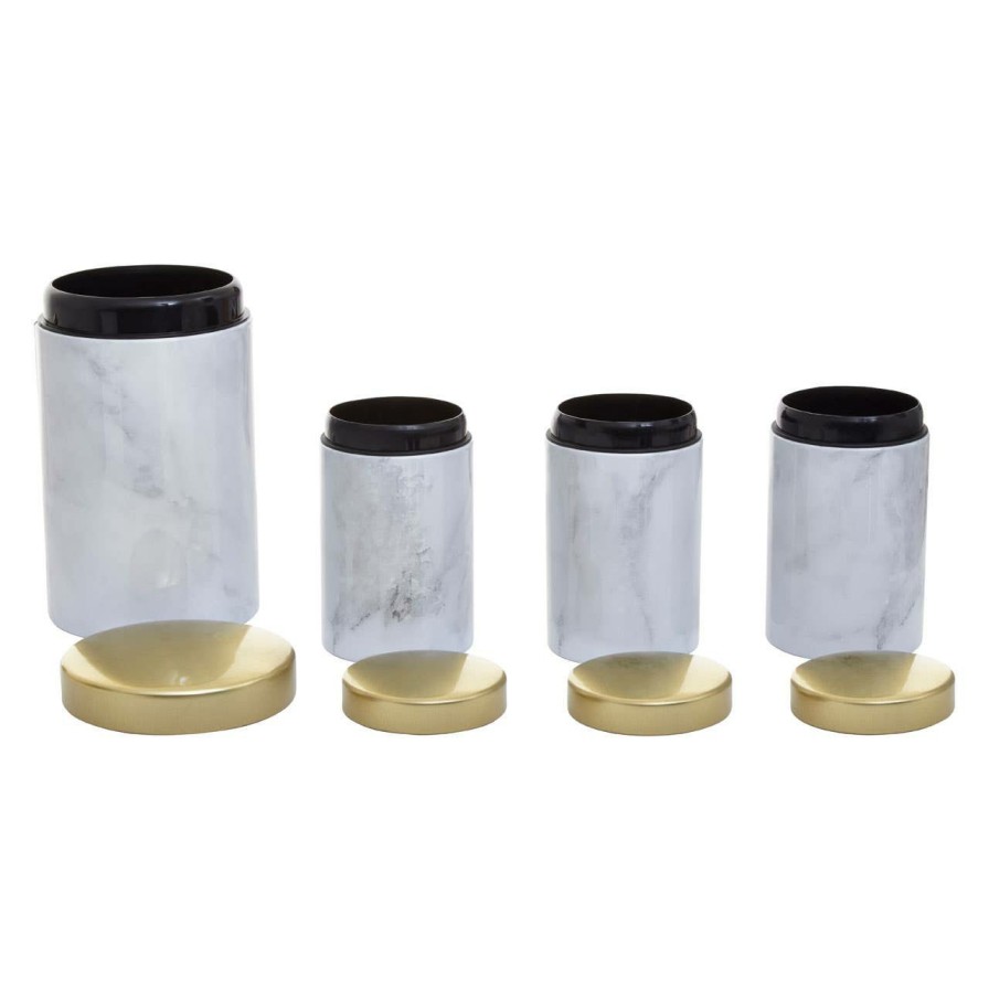 Kitchen and Dining Premier Canisters | 5Pc White Marble Effect Storage Set