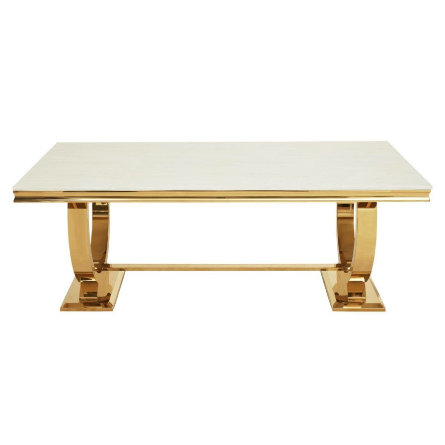 FURNITURE Fifty Five South Dining Tables | Moda Dining Table With Brushed Gold Base