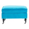 FURNITURE Fifty Five South Footstools | Teal Cotton Velvet Plush Footstool