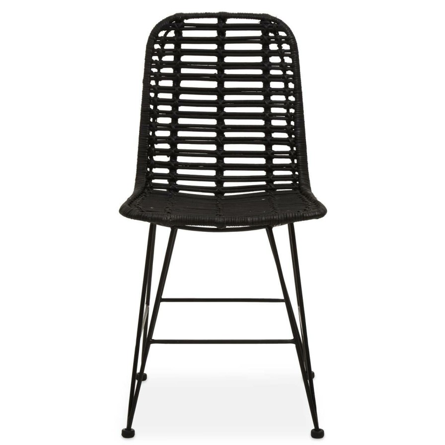 FURNITURE Premier Dining Chairs | Lagom Black Natural Rattan Dining Chair