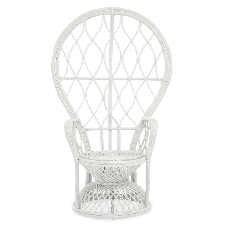 FURNITURE Fifty Five South Seating | Java Grey And White Natural Rattan Curved Chair