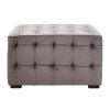 FURNITURE Fifty Five South Footstools | Stella Grey Velvet Button Tufted Footstool