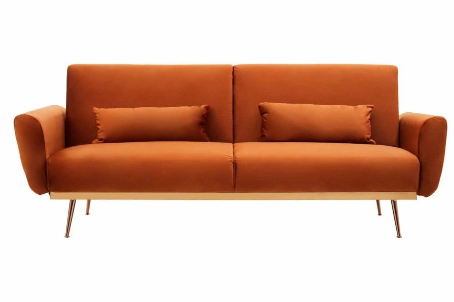 FURNITURE Premier Seating | Hatton Burnt Orange Velvet Sofa Bed