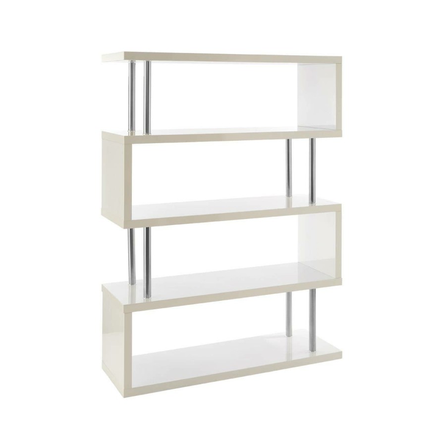 FURNITURE Premier Storage | Maze 4 Tier White Gloss Wide Shelf Unit