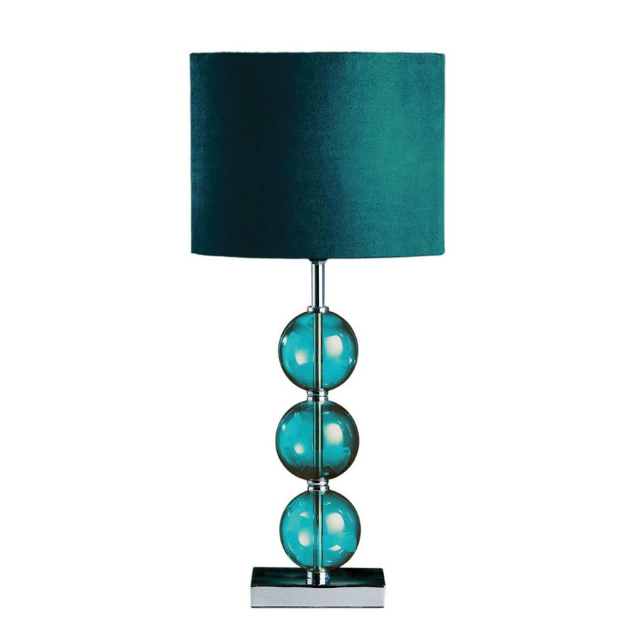 Accessories Premier Table Lamps | Mistro Teal Suede Effect Shade Table Lamp