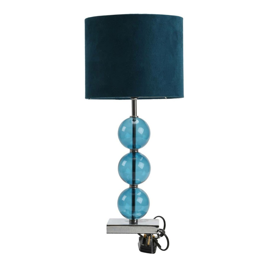 Accessories Premier Table Lamps | Mistro Teal Suede Effect Shade Table Lamp