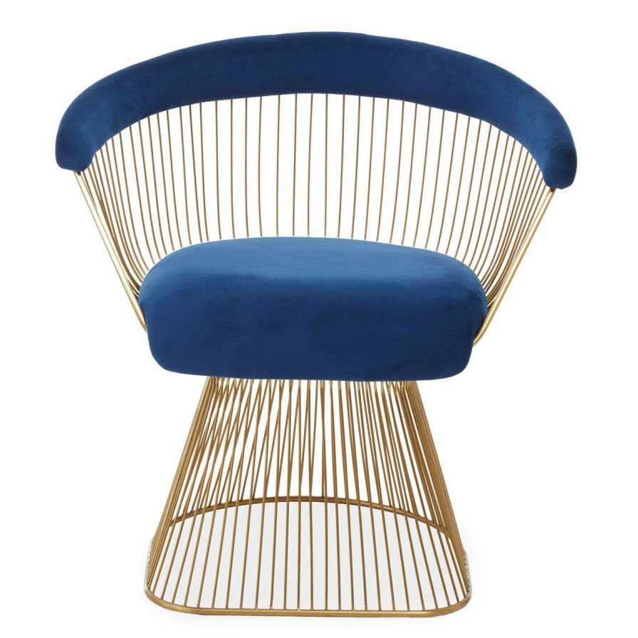 FURNITURE Fifty Five South Seating | Anzio Navy Blue Velvet And Brushed Gold Chair