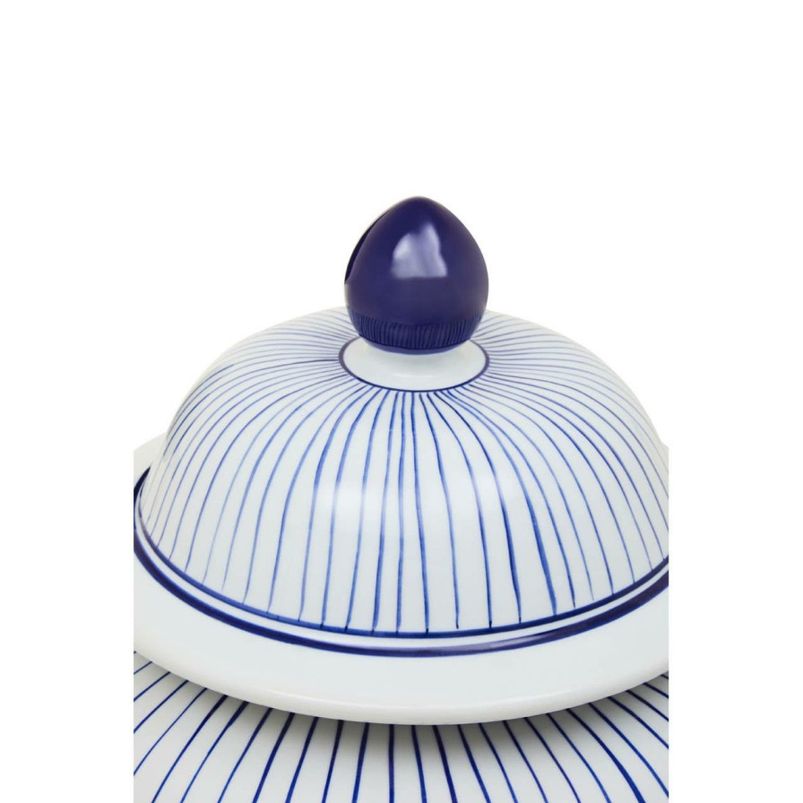 Accessories Fifty Five South Decorative Bowls Plates and Bottles | Damson Large White And Blue Ceramic Jar