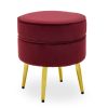 FURNITURE Fifty Five South Seating | Tamra Round Velvet Gold Leg Footstool