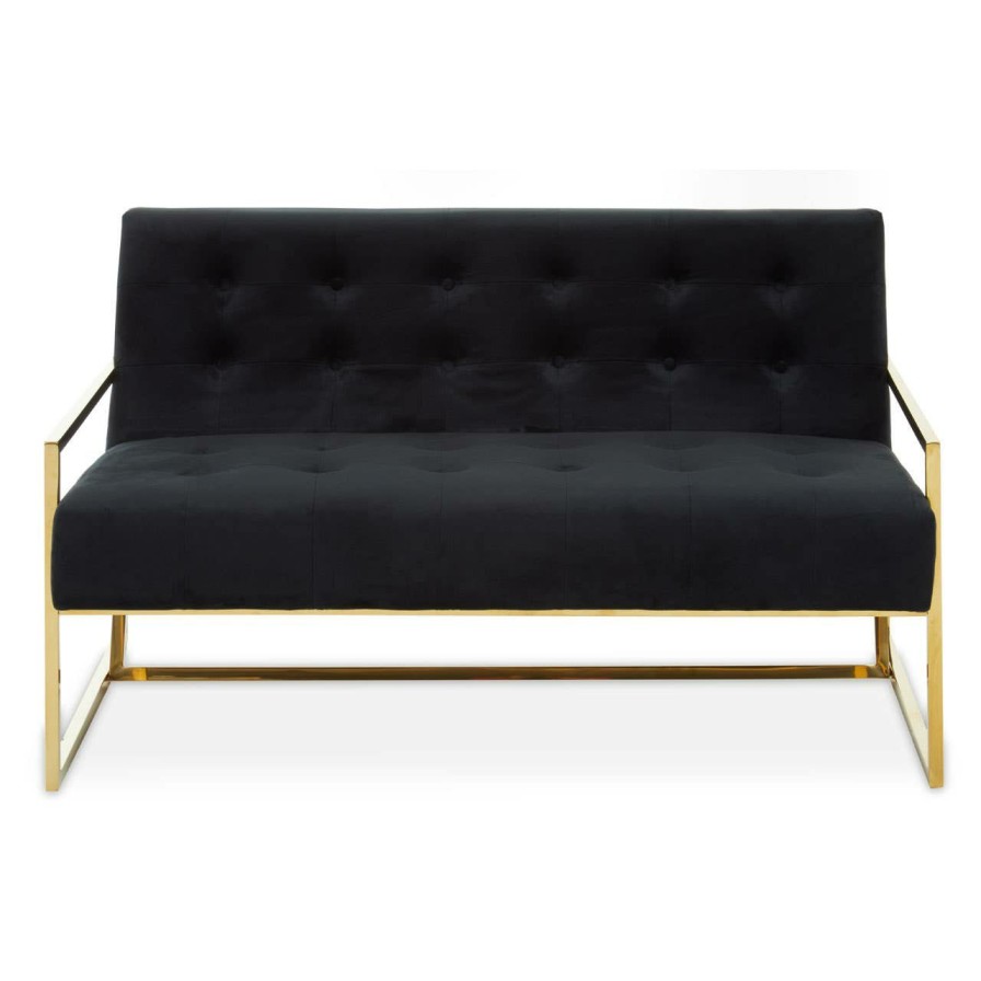 FURNITURE Fifty Five South Seating | Azalea Two Seat Black Velvet Sofa