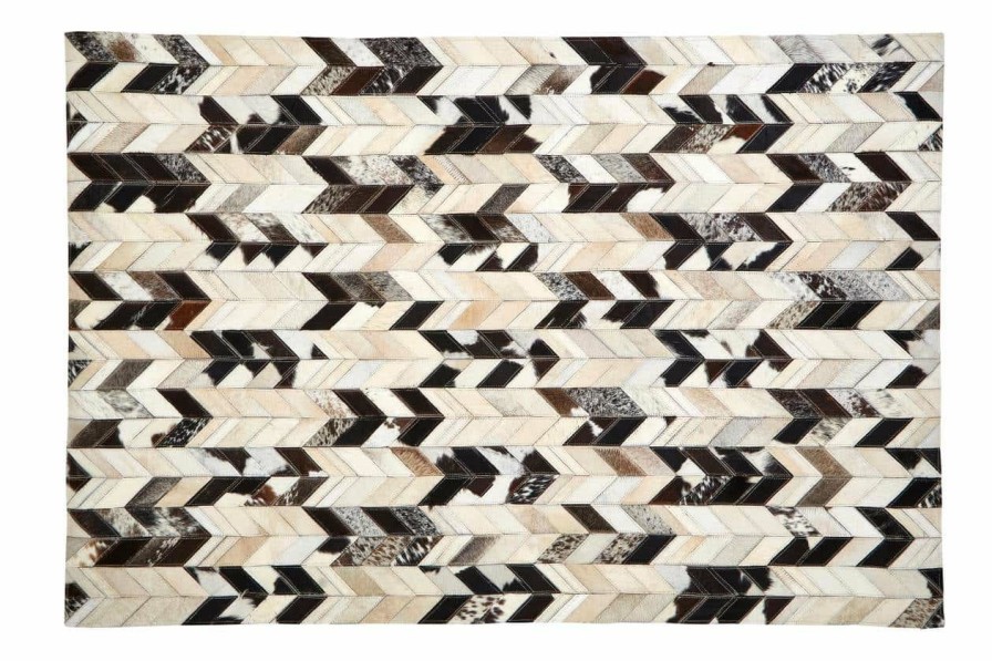 Accessories Fifty Five South Rugs | Safira Large Black And White Patchwork Rug