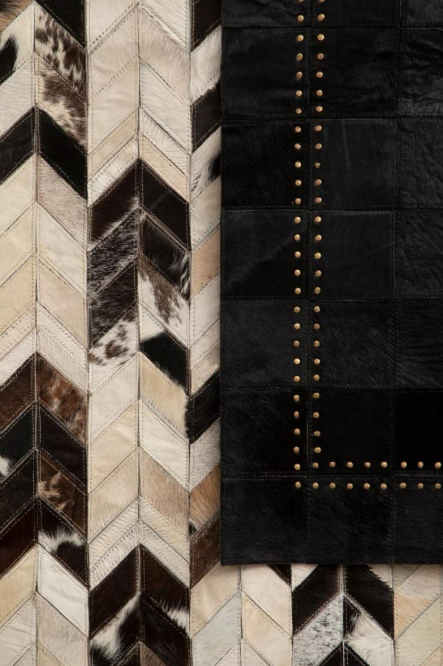 Accessories Fifty Five South Rugs | Safira Large Black And White Patchwork Rug