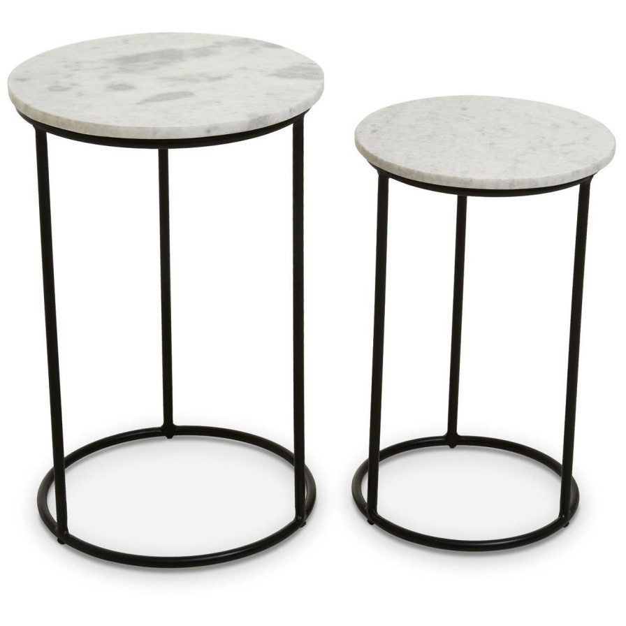 FURNITURE Fifty Five South Nesting Tables | Mandoli Nest Of 2 White Marble Side Tables