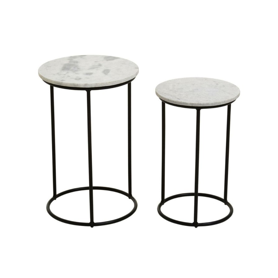 FURNITURE Fifty Five South Nesting Tables | Mandoli Nest Of 2 White Marble Side Tables