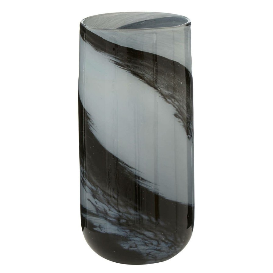 Accessories Fifty Five South Vases, Planters and Plant Stands | Carra Large Grey And Black Brushstroke Vase