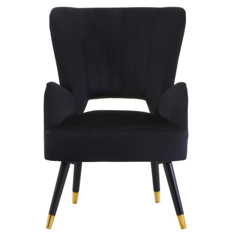 FURNITURE Premier Statement Chairs | Loretta Black Velvet Cut Out Back Chair