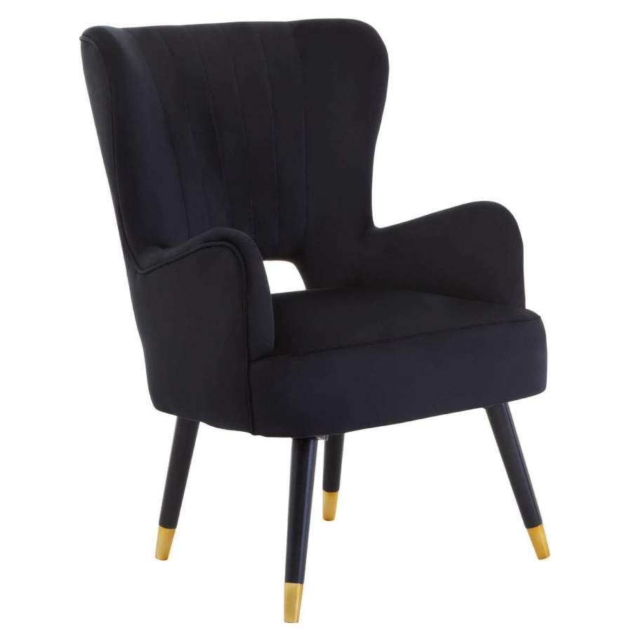 FURNITURE Premier Statement Chairs | Loretta Black Velvet Cut Out Back Chair