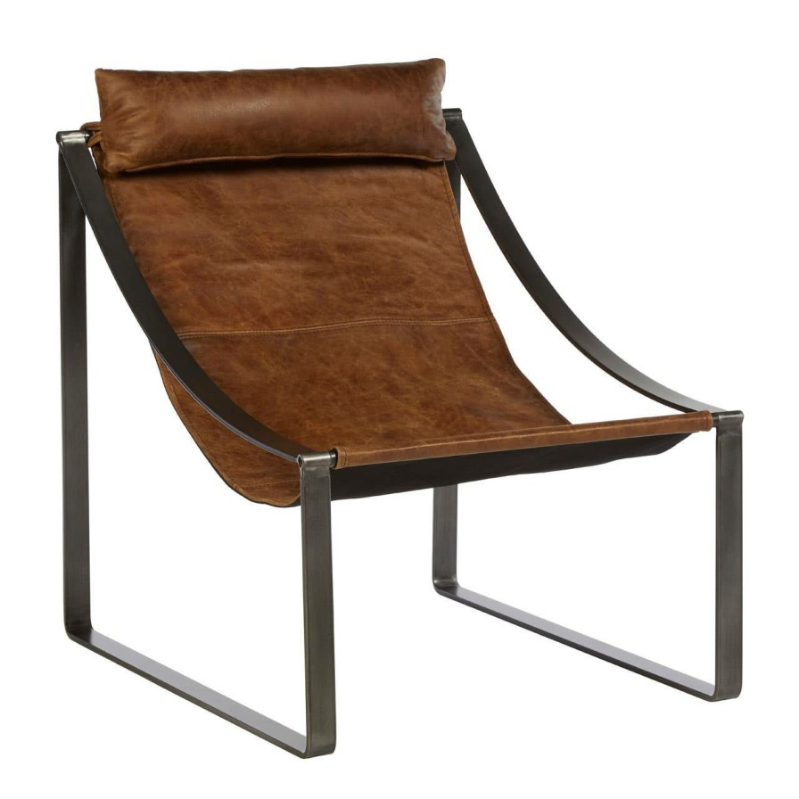 FURNITURE Fifty Five South Lounge Chairs | Hoxton Light Brown Leather Chair