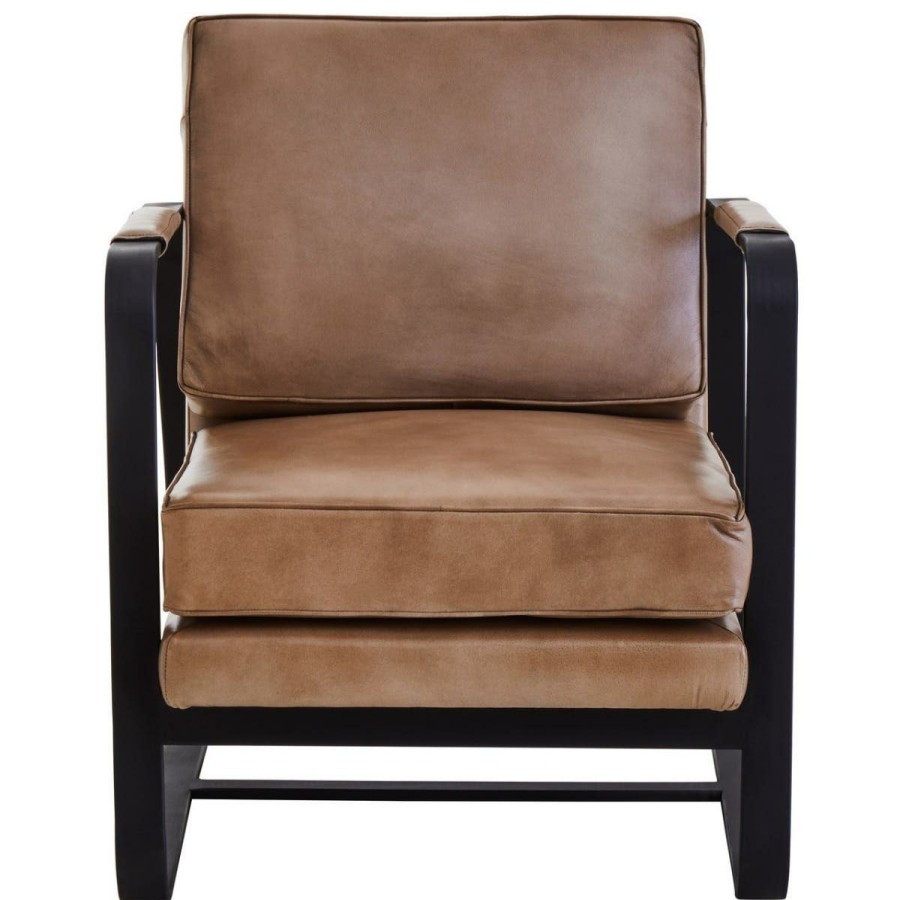 FURNITURE Fifty Five South Armchairs | Buffalo Grey Leather Armchair With Black Iron Frame