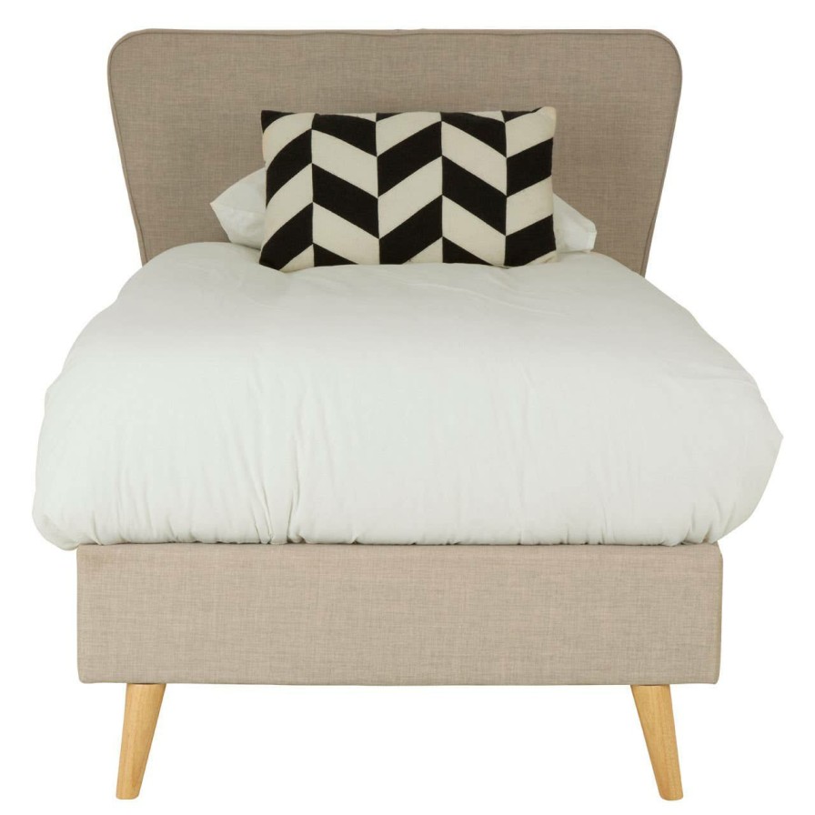 FURNITURE Premier Beds | Scandinavian Beige Hopsack Fabric Single Bed