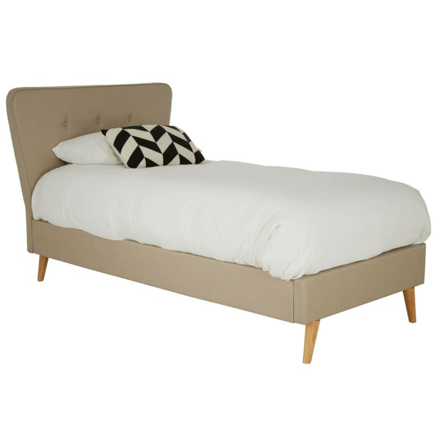 FURNITURE Premier Beds | Scandinavian Beige Hopsack Fabric Single Bed