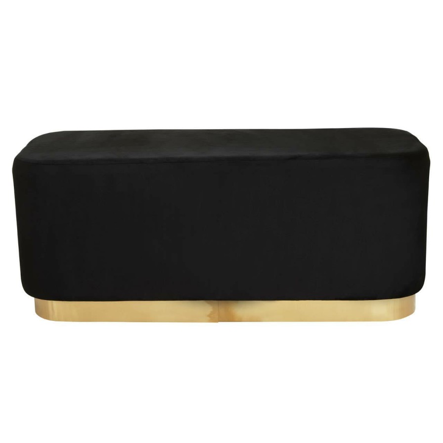 FURNITURE Fifty Five South Stools | Hartford Rectangular Black Stool With Matte Gold Base