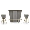 FURNITURE Fifty Five South Bar Tables | Sinatra Bar And Grey Velvet Stools Set