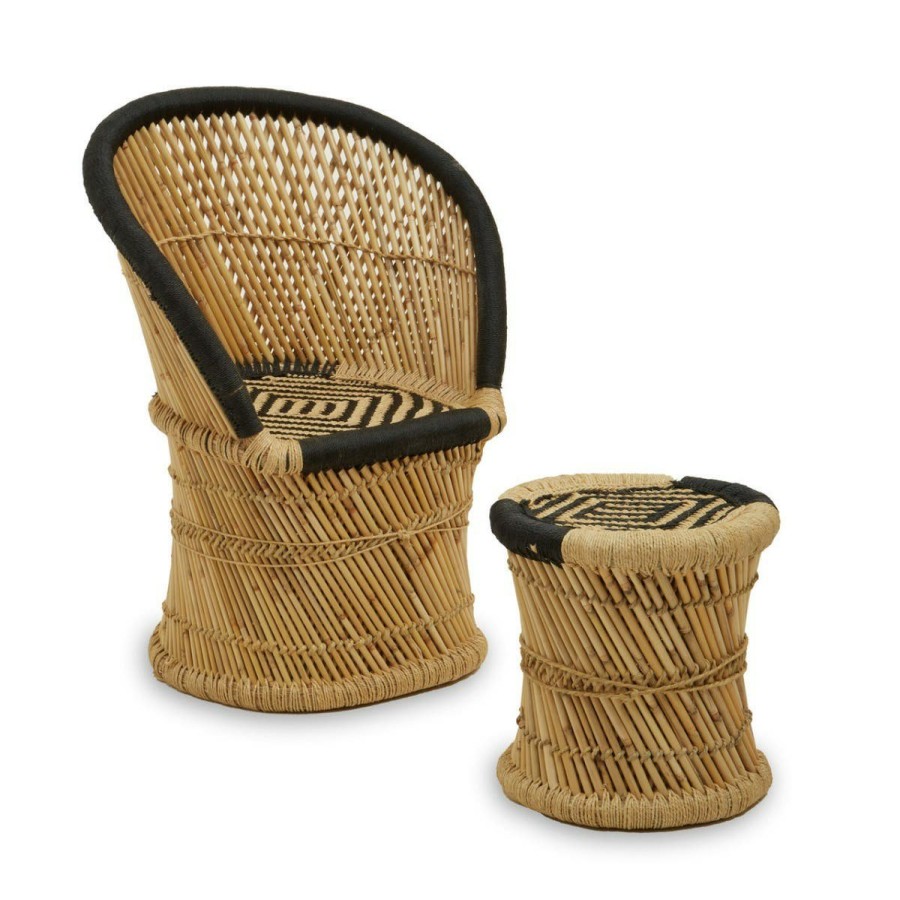 FURNITURE Premier Seating | Rowan Natural And Black Chair And Stool