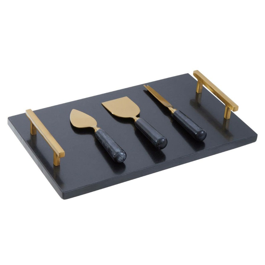 Kitchen and Dining Premier Serving Boards | Marina Black And Gold Finish Cheese Knife Set