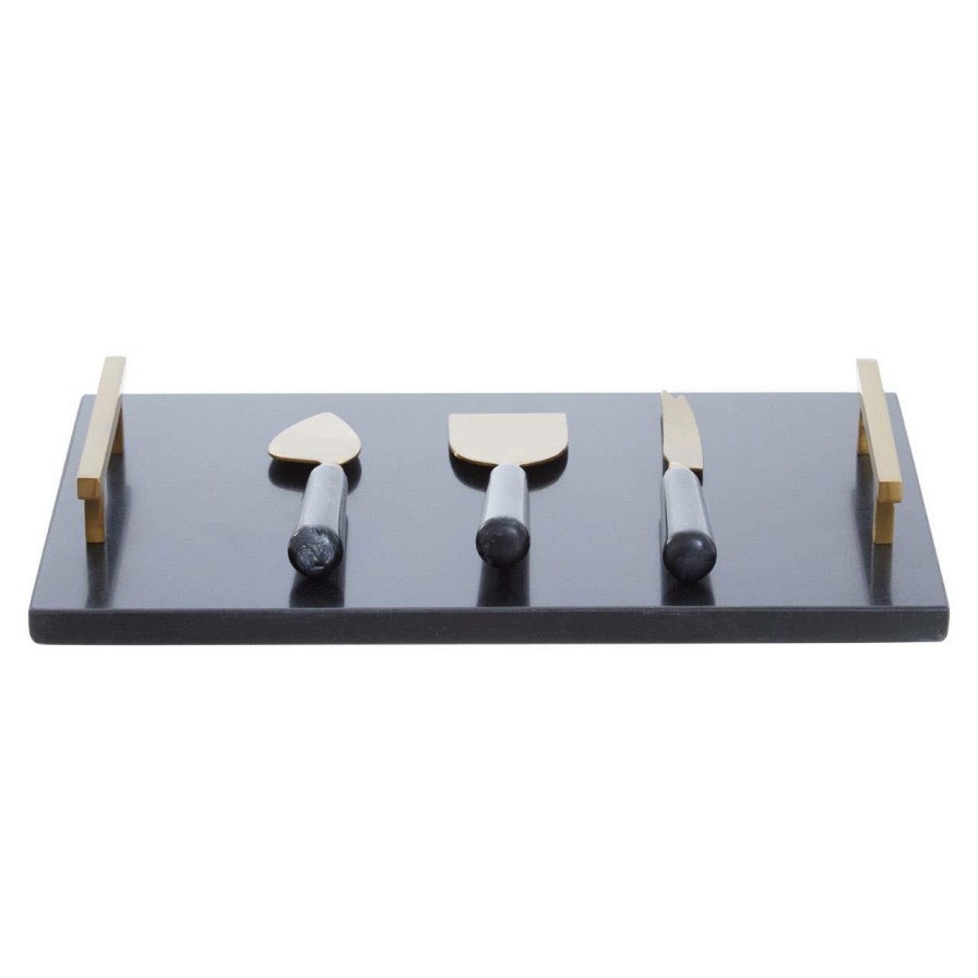 Kitchen and Dining Premier Serving Boards | Marina Black And Gold Finish Cheese Knife Set