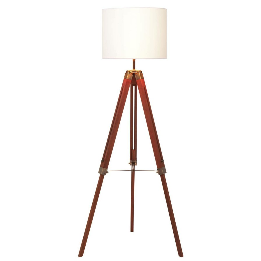 Accessories Premier Floor Lamps | Malvern Tripod Floor Lamp With Brown Base