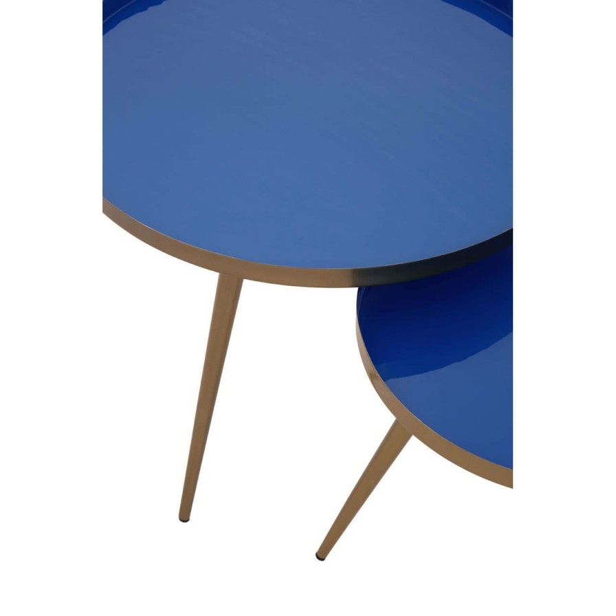 FURNITURE Fifty Five South Nesting Tables | Amira Blue Enamel Nest Of Two Tables