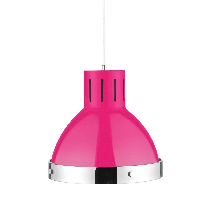 Accessories Premier Decorative Lights | Hot Pink And Chrome Bell Shaped Pendant Light