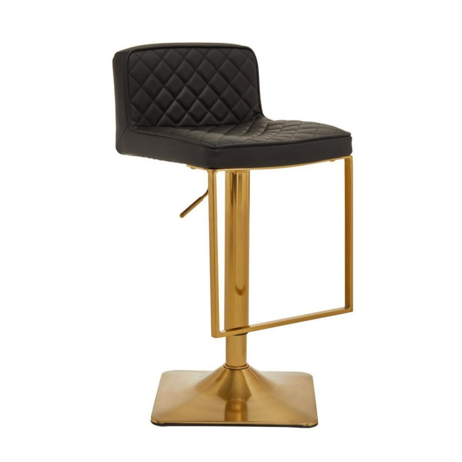 FURNITURE Premier Bar Seating | Baina Black And Gold Bar Stool With Square Base