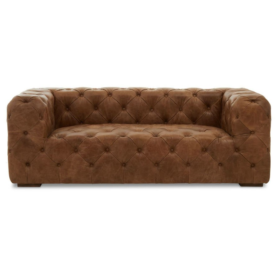 FURNITURE Fifty Five South Seating | Hoxton Three Seat Tufted Leather Sofa