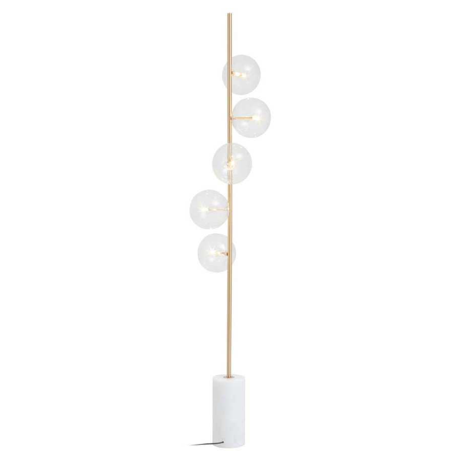 Accessories Fifty Five South Floor Lamps | Abira Five Bulb White Marble Floor Lamp