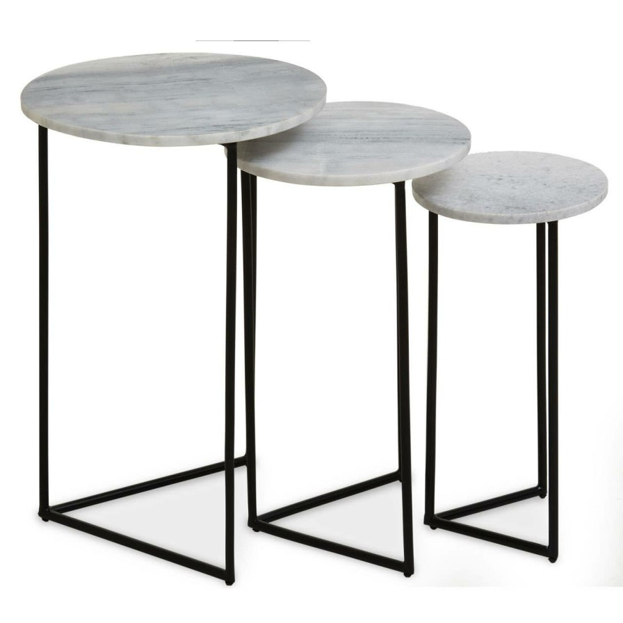 FURNITURE Fifty Five South Nesting Tables | Mandoli Nest Of 3 White Marble Side Tables