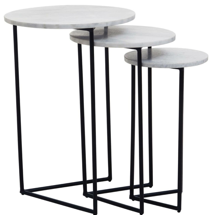 FURNITURE Fifty Five South Nesting Tables | Mandoli Nest Of 3 White Marble Side Tables