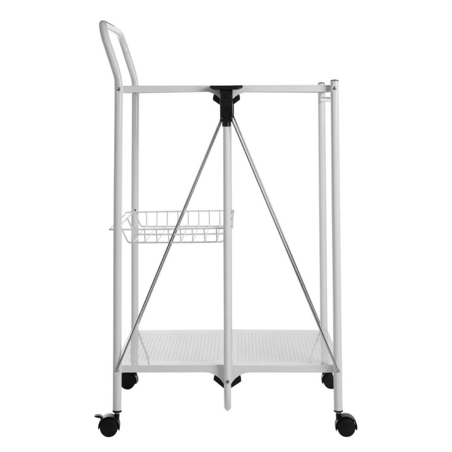 FURNITURE Premier Bar Carts and Trolleys | White Rectangular Folding Kitchen Trolley