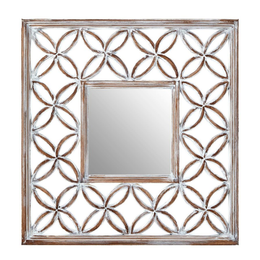 Bathe and Utility Premier Mirrors | Antique White Lattice Frame Wall Mirror