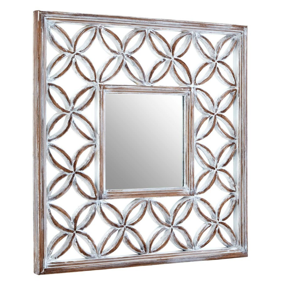 Bathe and Utility Premier Mirrors | Antique White Lattice Frame Wall Mirror