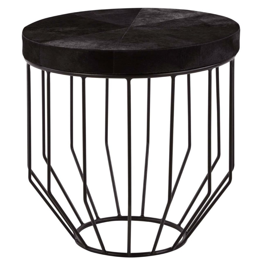 FURNITURE Fifty Five South Side Tables | Kensington Townhouse Hair On Hide Round Side Table