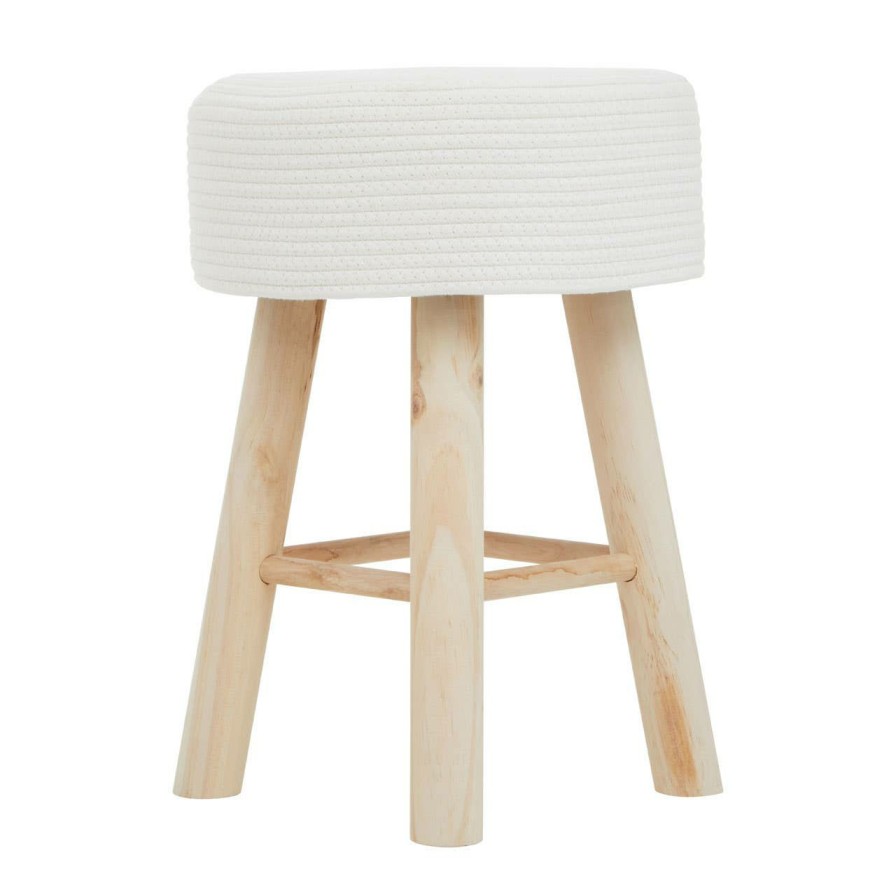 FURNITURE Premier Seating | Lentigo White Cotton Rope Stool