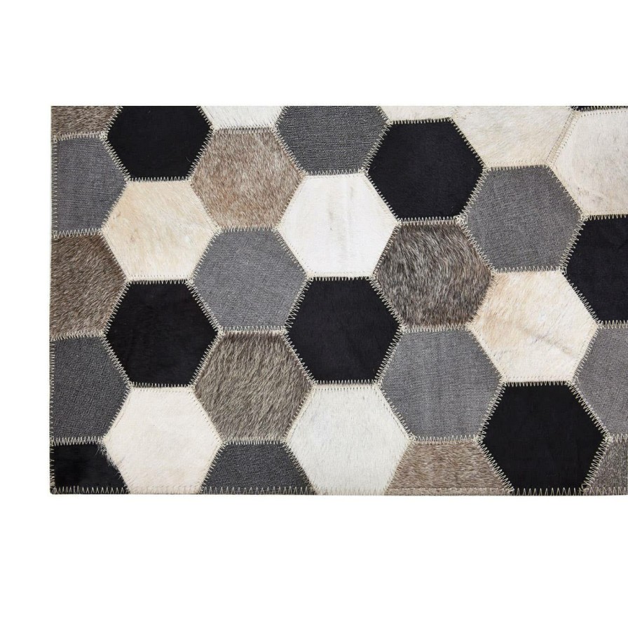 Accessories Fifty Five South Rugs | Safira Small Black And White And Grey Patchwork Rug