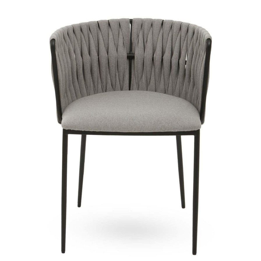 FURNITURE Fifty Five South Seating | Gilden Grey Dining Chair With Woven Back