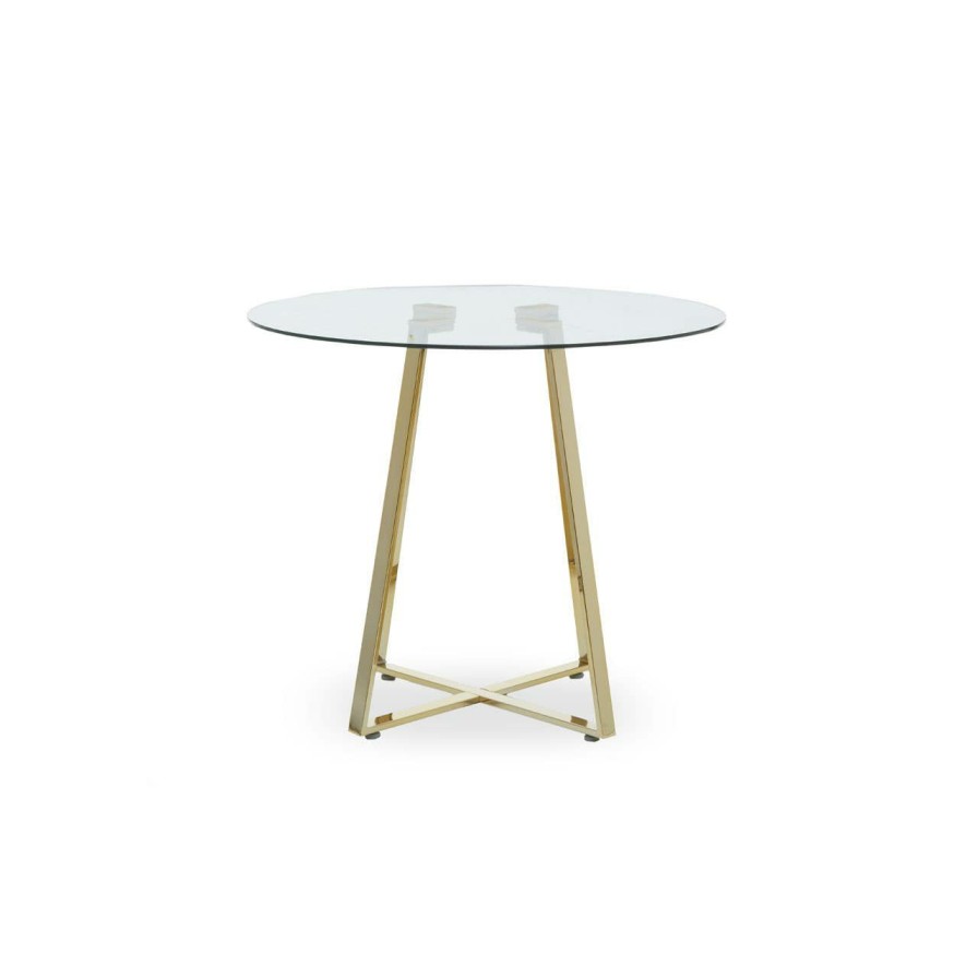 FURNITURE Premier Dining Tables | Metropolitan Round Gold Finish Dining Table