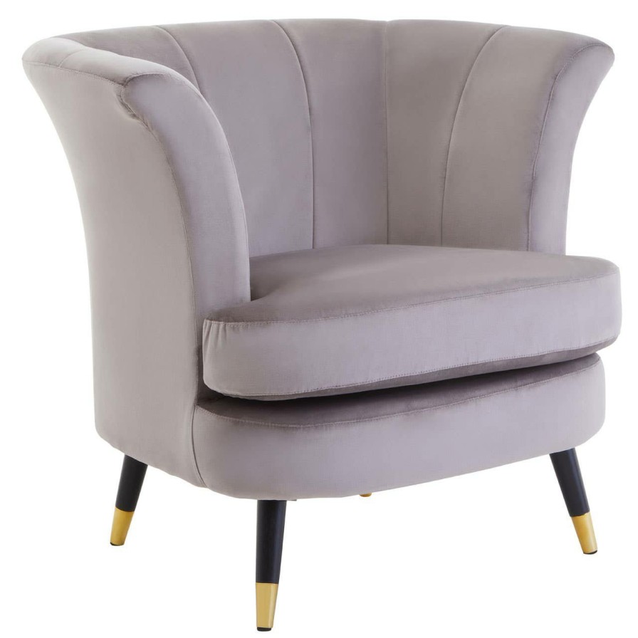 FURNITURE Premier Statement Chairs | Loretta Mink Velvet Scalloped Chair