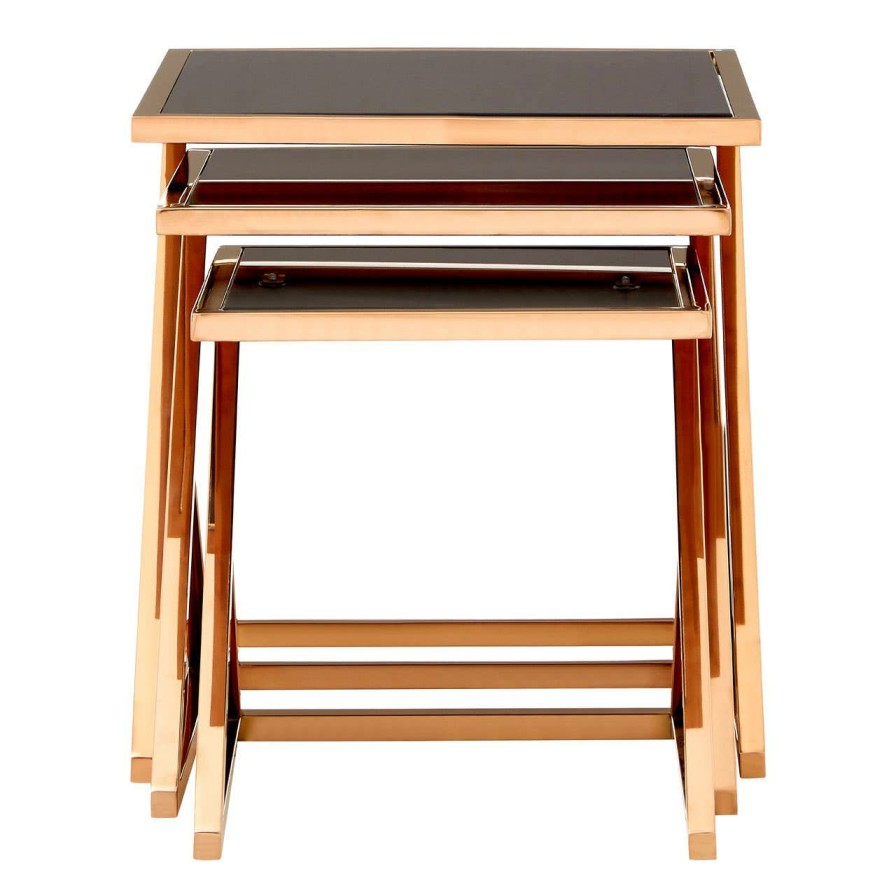 #N/A Fifty Five South #N/A | Ackley Set Of 3 Rose Gold Finish Nesting Tables